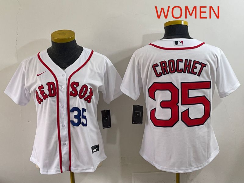 Women 2025 Boston Red Sox #35 Crochet White Game Nike MLB Jersey style 3->->Women Jersey